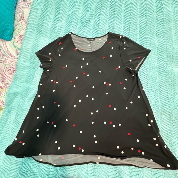Alfani Black Polka Dot Short Sleeve Top - Picture 3 of 8